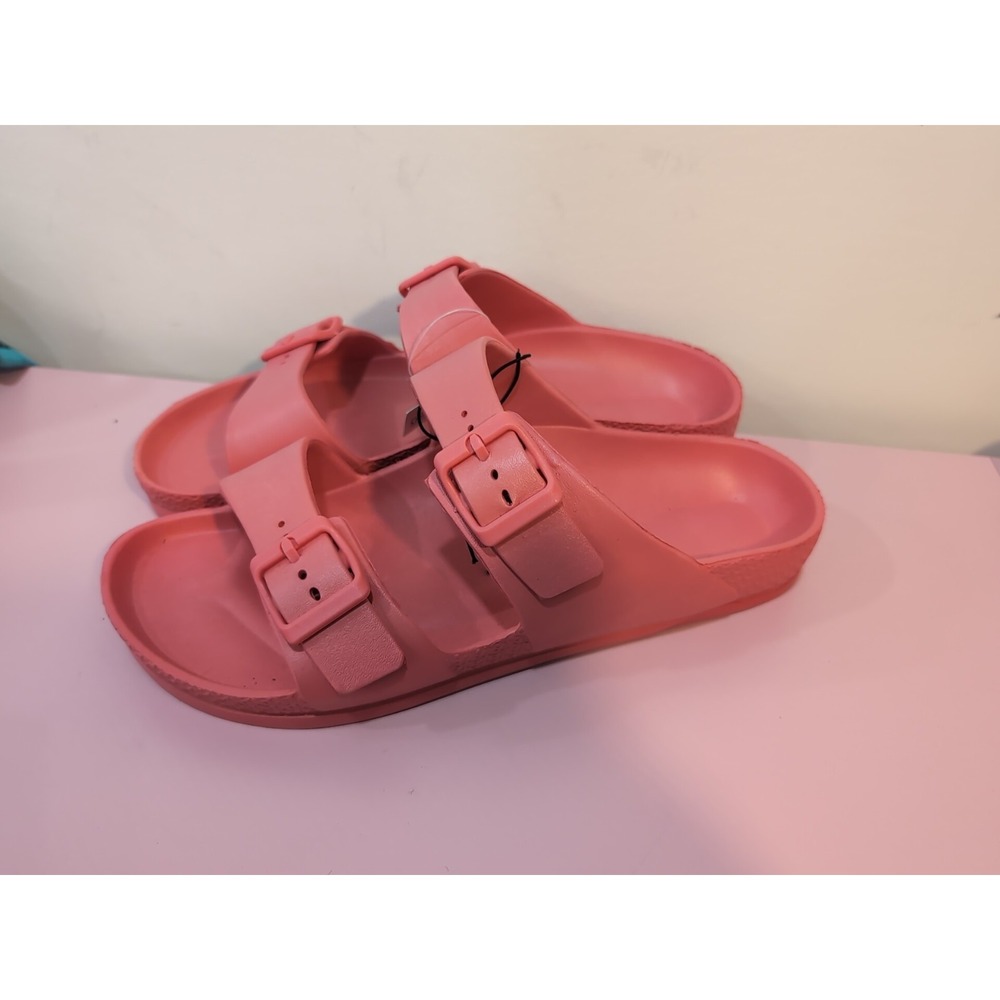 NWT No Boundaries Women's Double Buckle Comfort Slides Sz 11 Coral Waterproof